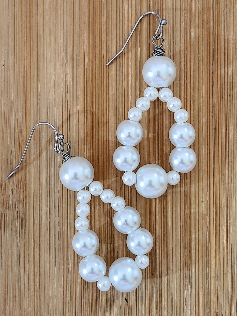 Hand Crafted White Pearl Teardrop Earrings